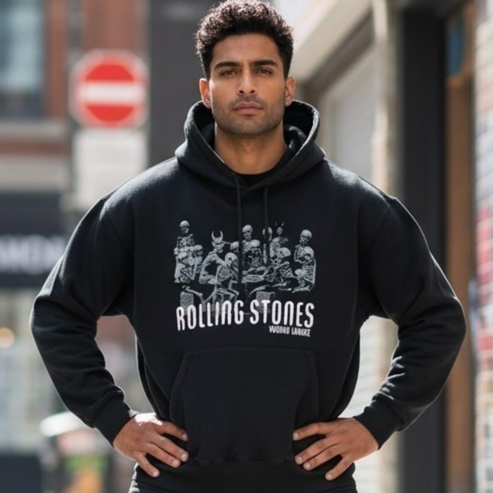 Rolling Stones Voodoo Lounge Hoodie Black Skeleton Graphic Pullover 2006 Large